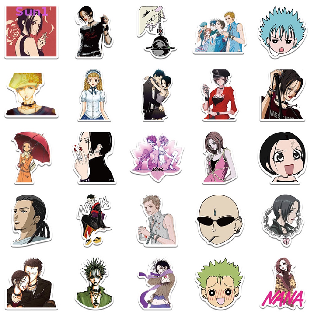 Bộ 50 Miếng Đề Can Dán Chống Nước Hình Anime NANA Sun1 Trang Trí Điện Thoại / Xe Hơi / Xe Máy
