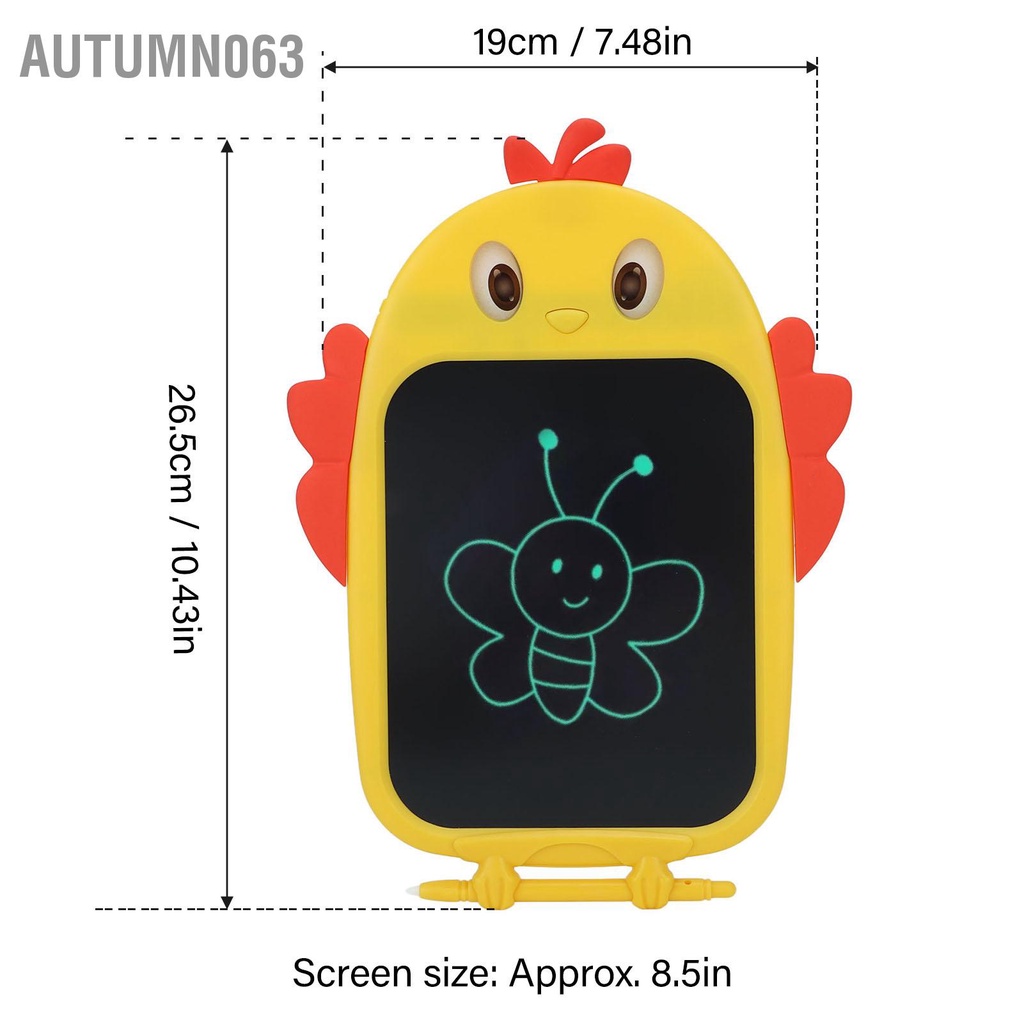 Autumn063 Bảng Vẽ Trẻ Em 8.5in Máy Tính Viết Tranh LCD Hình Con Gà Cho Bé Trai Và Gái
