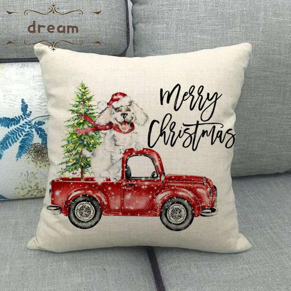 【DREAMLIFE】Pillowcase Christmas Linen Ornaments 45x45cm Chair Throw Christmas Decor