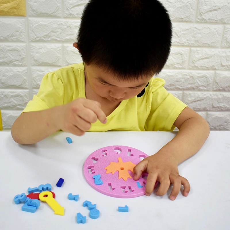 Đồ Chơi Giáo Dục Đồng Hồ Xốp Eva Montessori Cho Trẻ Mẫu Giáo