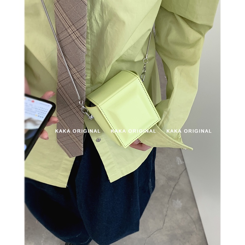 Túi Đeo Chéo Mini Hình Vuông Phối Dây Đeo Sợi Xích Thời Trang Mùa Hè Cho Nữ