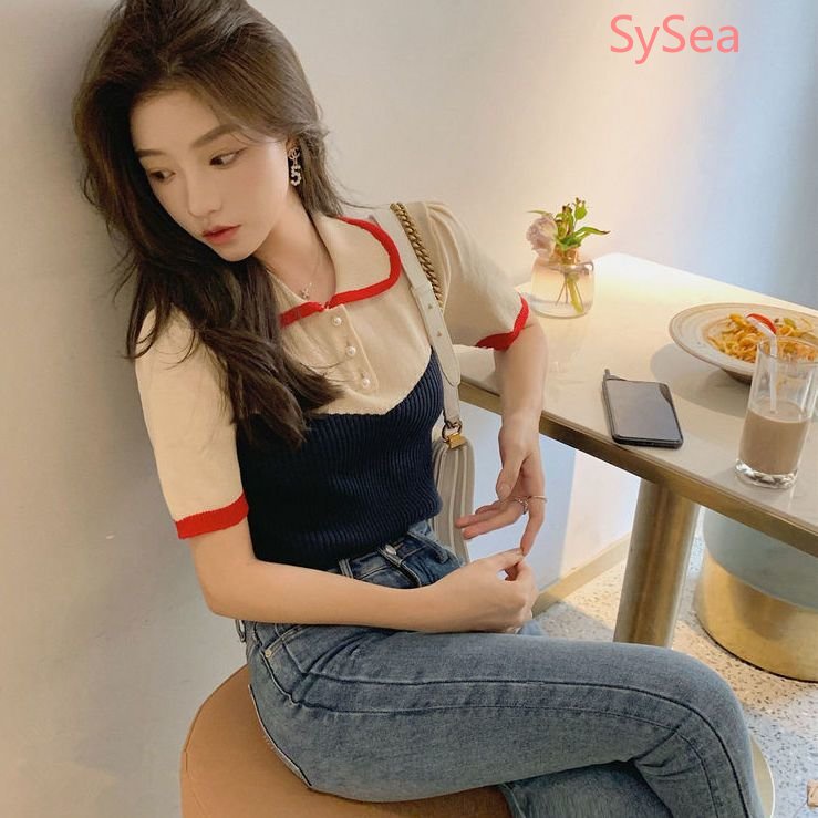 Áo Dệt Kim Lưng Cao Thời Trang Mùa Hè Hàn Quốc Cho Nữ