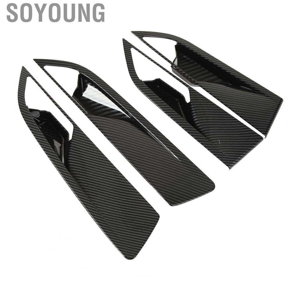 Soyoung Interior Door Handle Bowl Cover  Frame Sticker Carbon Fiber Style Easy Installation for Car