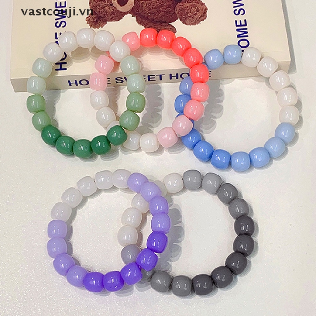 Vòng Tay Hạt Nhựa Acrylic Màu Gradient Dễ Thương Cho Nữ