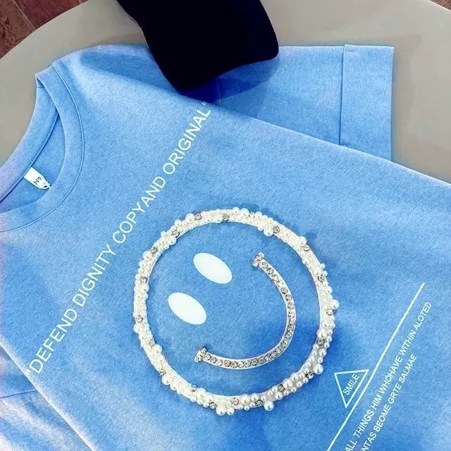 Áo Thun 100% Cotton Tay Ngắn Dáng Rộng In Hình Mặt Cười 3D Thời Trang Xuân Hè 2022