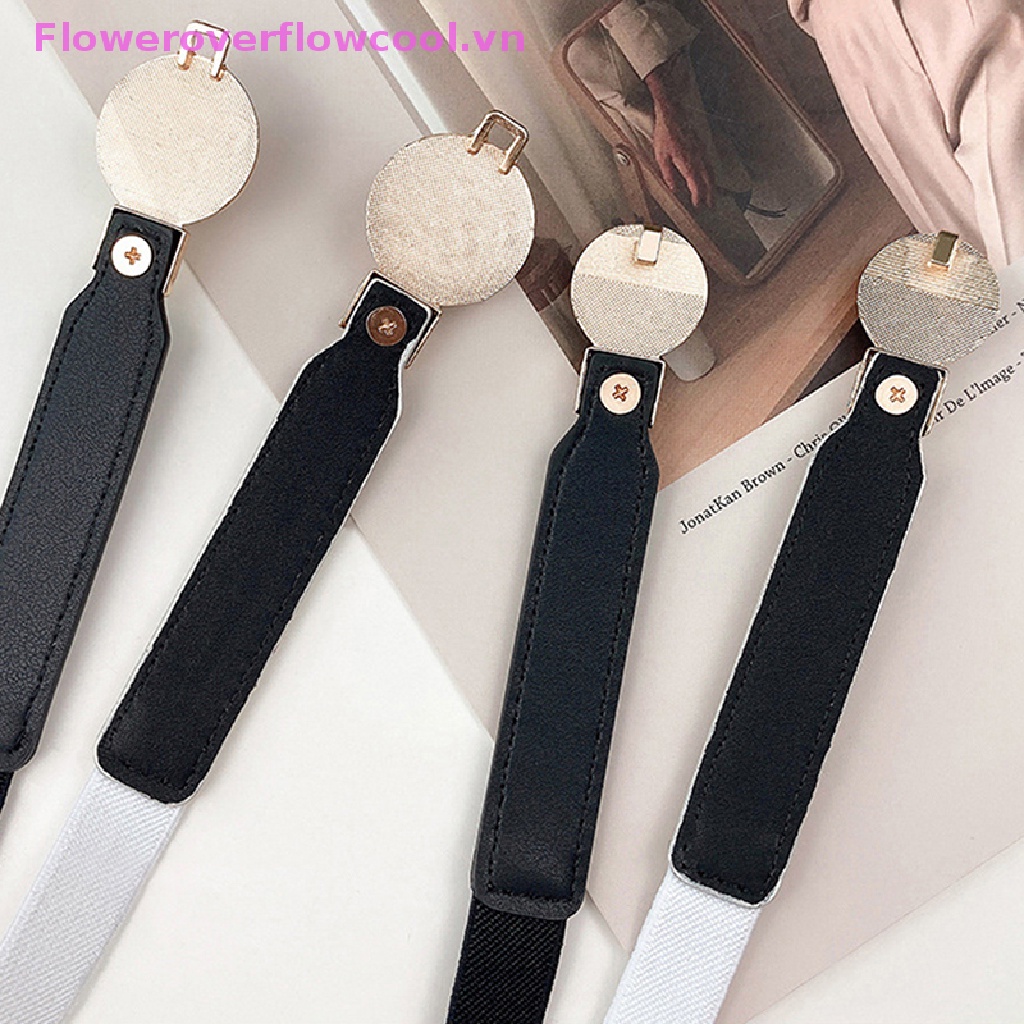 Thắt Lưng Da PU Màu Trắng / Đen Đính Hạt Ngọc Trai Thời Trang Cho Nữ