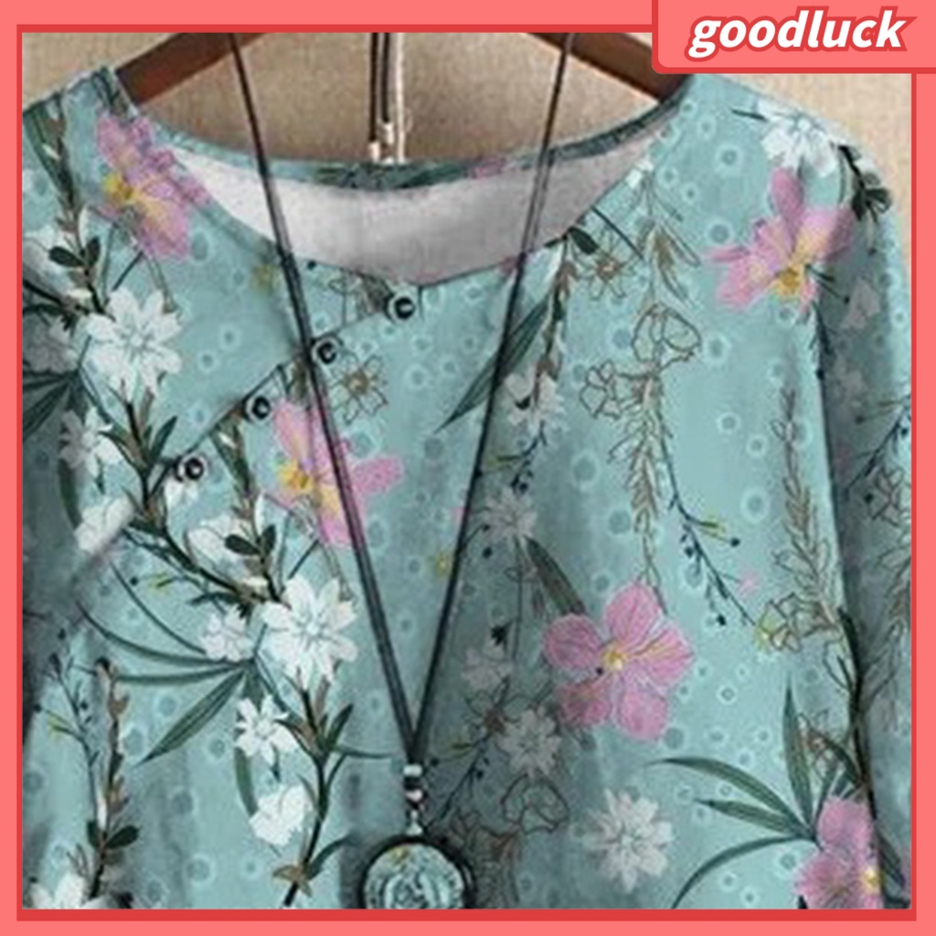 Áo Thun Tay Ngắn Cổ Tròn In Họa Tiết Hoa Phong Cách Vintage Thời Trang Mùa Hè