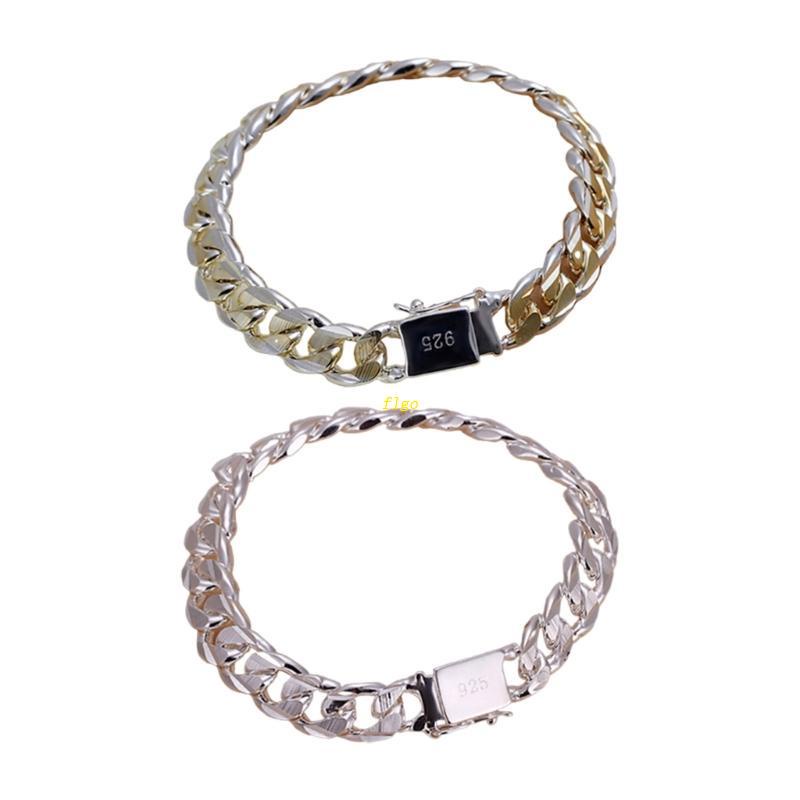 Flgo Vòng Tay Dây Xích 10mm Màu Bạc Tinh Tế Quyến Rũ Thời Trang Cho Nam Nữ / Sinh Nhật / Đám