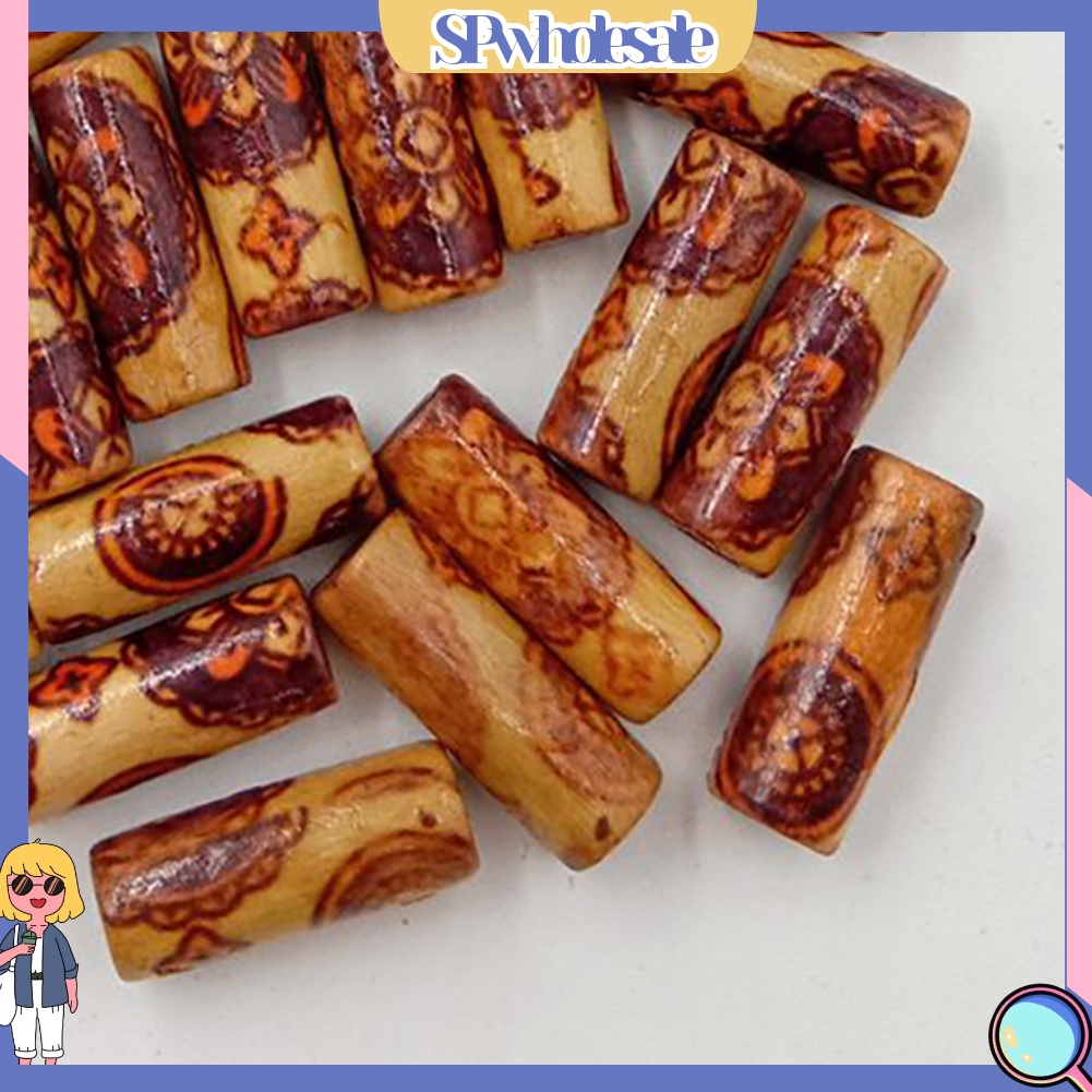 <SPwholesale> Set 100 Hạt Gỗ Họa Tiết Hỗn Hợp Làm Trang Sức Thủ Công DIY