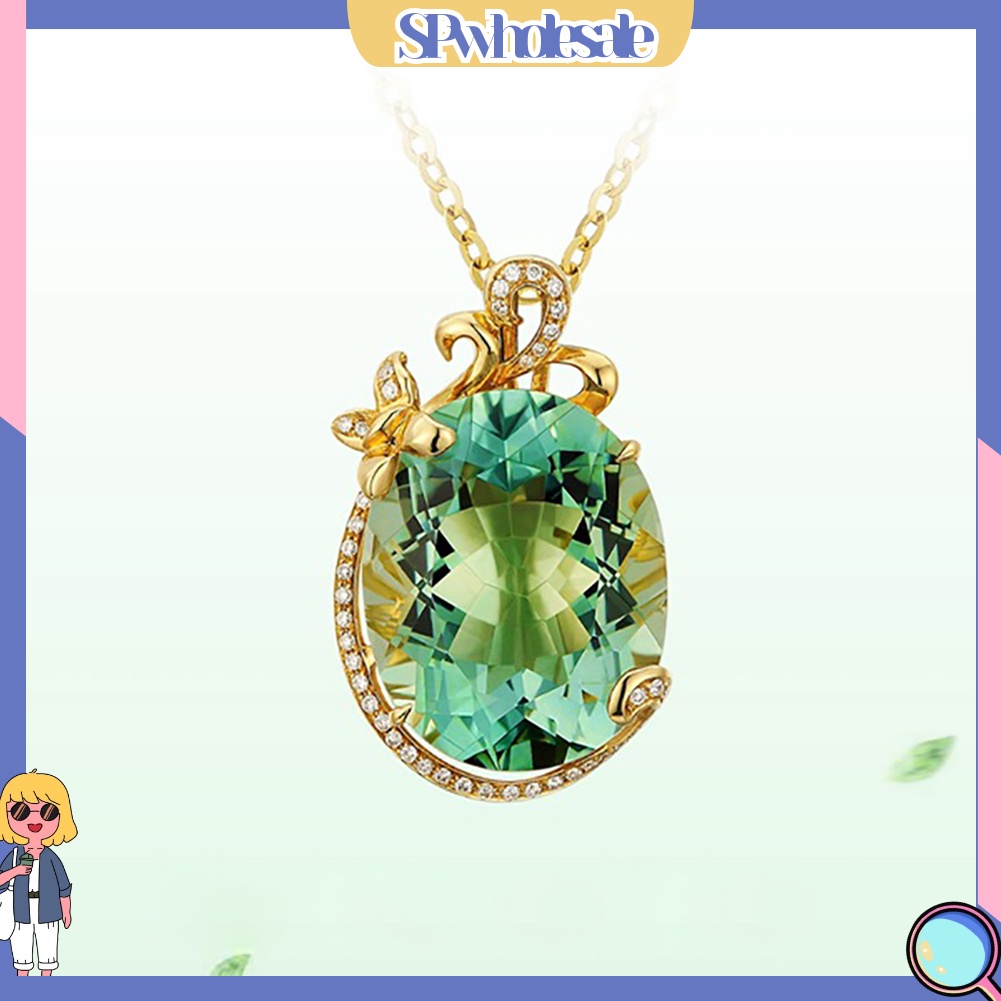 <SPwholesale> Vòng cổ Mặt Hình Oval Đính Đá Zircon Hình Bướm Sang Trọng Cho Cô Dâu