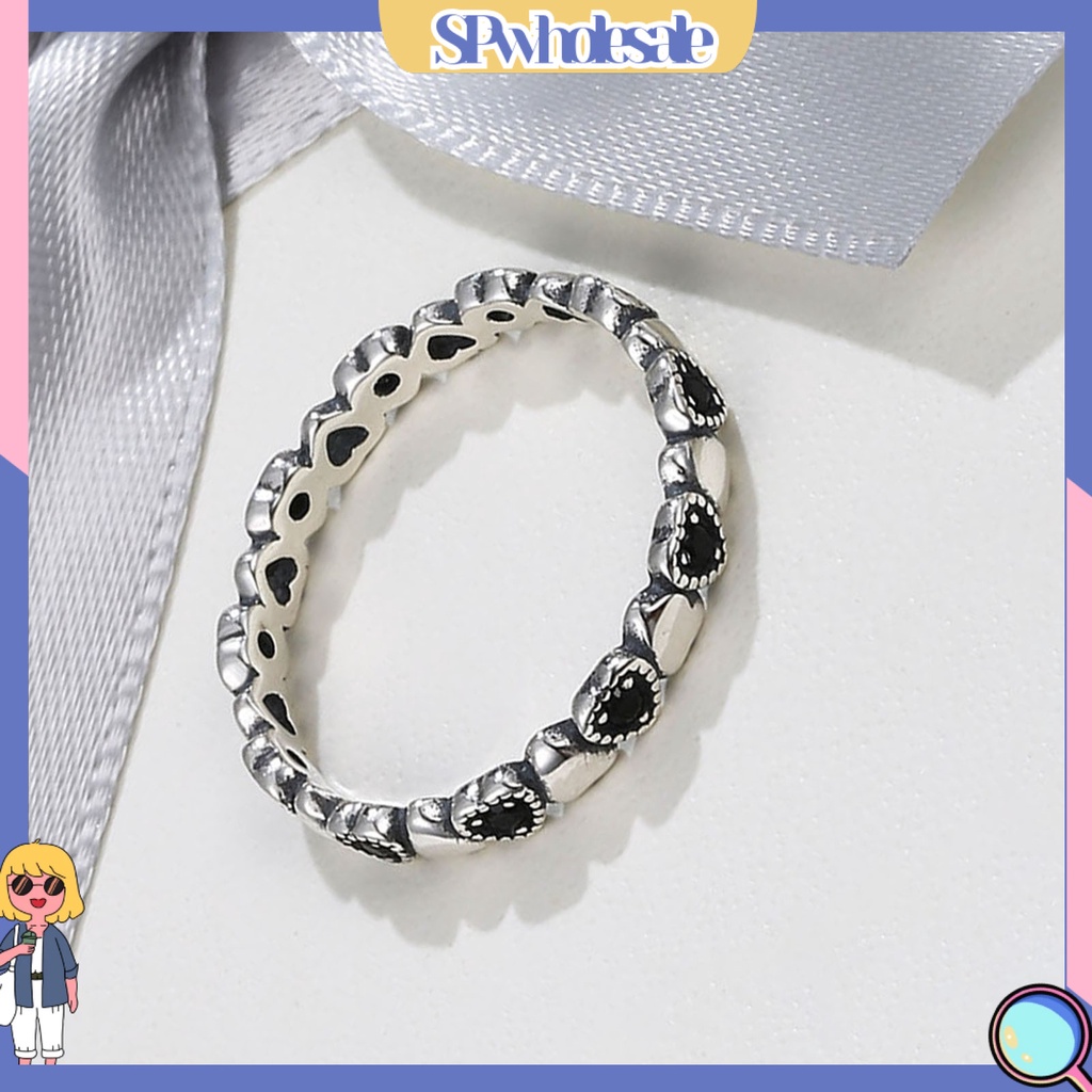 <SPwholesale> Nhẫn Hình Trái Tim Đính Đá Zircon Thời Trang