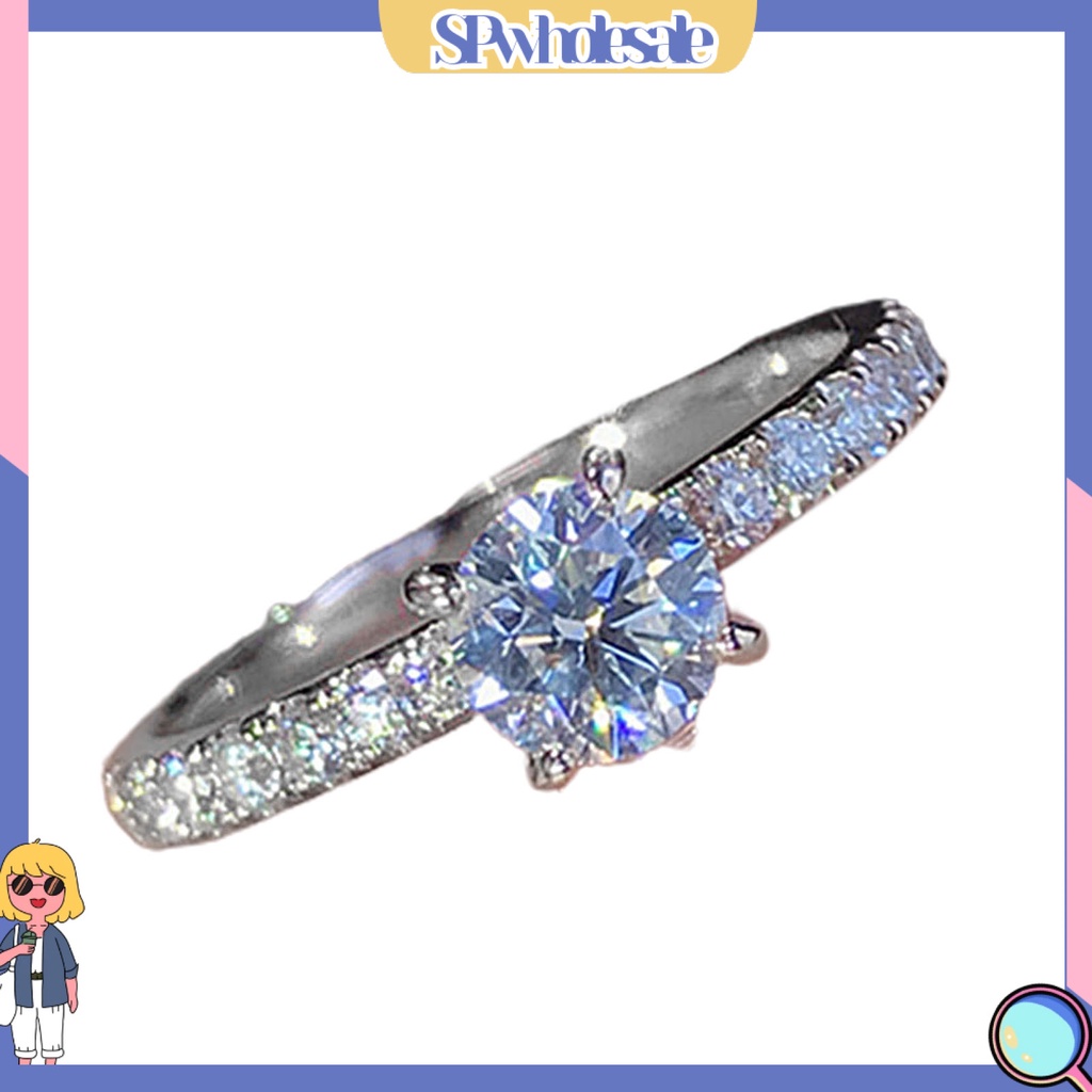 &lt;SPwholesale&gt; Nhẫn Nữ Mạ Điện Đính Đá Tròn Thời Trang