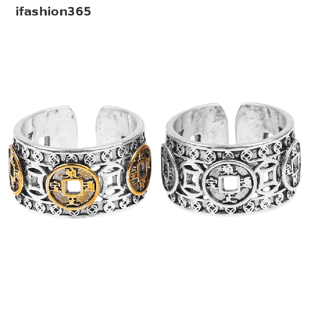 Nhẫn Hở Hình Đồng Xu Hoàng Đế Năm Cánh Phong Cách Vintage Thời Trang ifashion365 Có Thể Điều Chỉnh Cho Nam Và Nữ