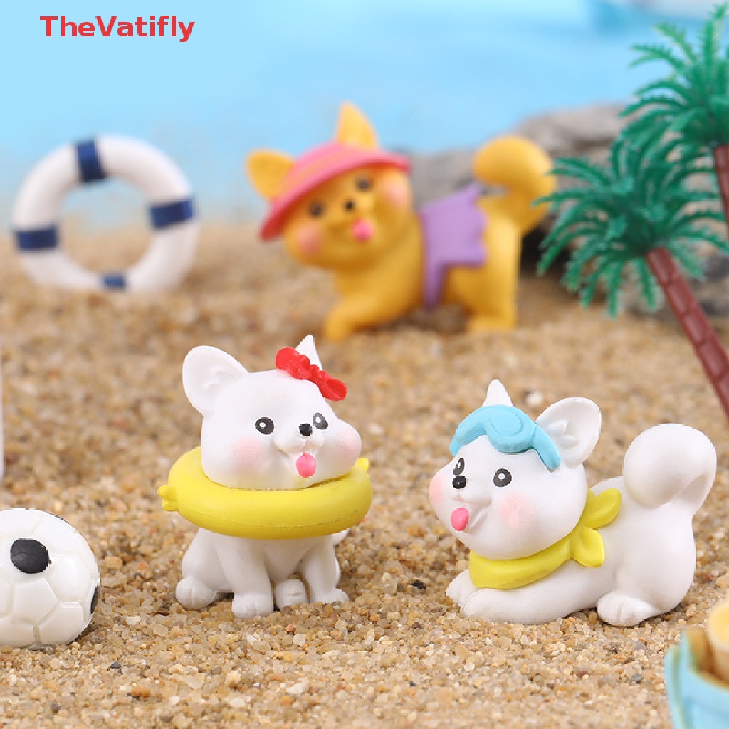 [Thevalifly] Mô Hình Chú Chó Bãi Biển Mini Bằng Nhựa Resin Dễ Thương Sáng Tạo Trang Trí Nhà Búp Bê
