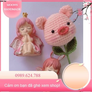 Hoa len hình đầu thú dễ thương.Hoa len Handmade