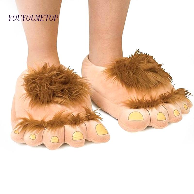 Youyo Giày Lông Xù Hình Bàn Chân To Hóa Trang Lạ Mắt &amp; Ấm Áp Cho Trẻ Em Người Lớn