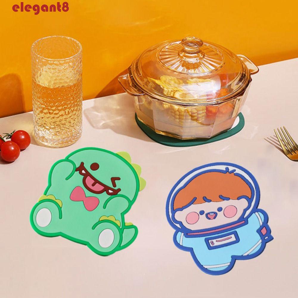 Tấm Lót Ly Nước Bằng Silicon Chống Thấm Nước Cách Nhiệt Nhiều Màu Họa Tiết Hoạt Hình Dễ