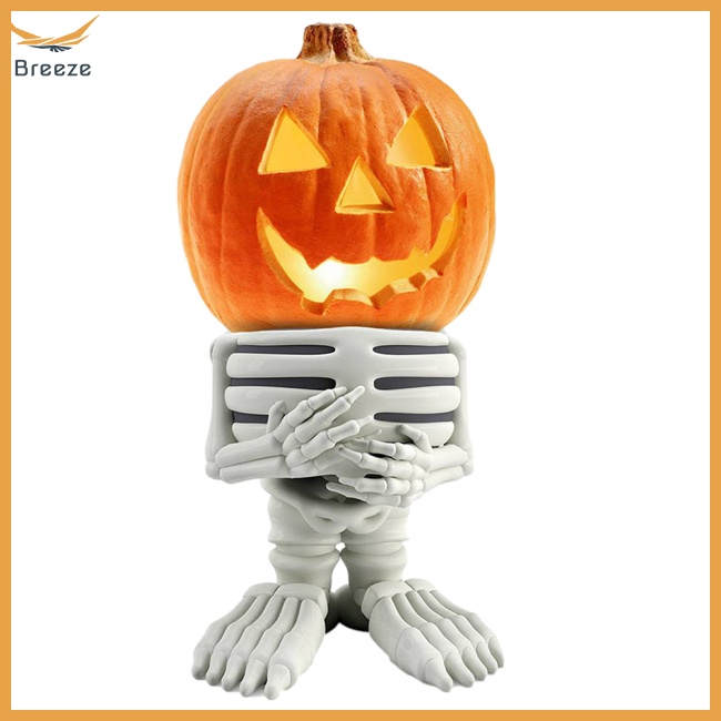 Đèn Led Phát Sáng Hình Hiệp Sĩ Bí Ngô Bằng Nhựa Resin Trang Trí Sân Vườn Phong Cách Halloween