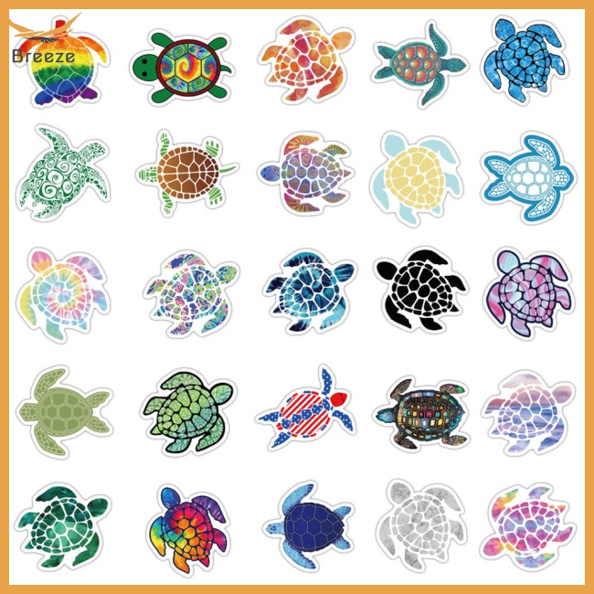 Set 41 Nhãn Dán Graffiti Tự Dính Chống Nước Hình Rùa Biển Dễ Thương Trang Trí Xe Hơi / Vali / Laptop