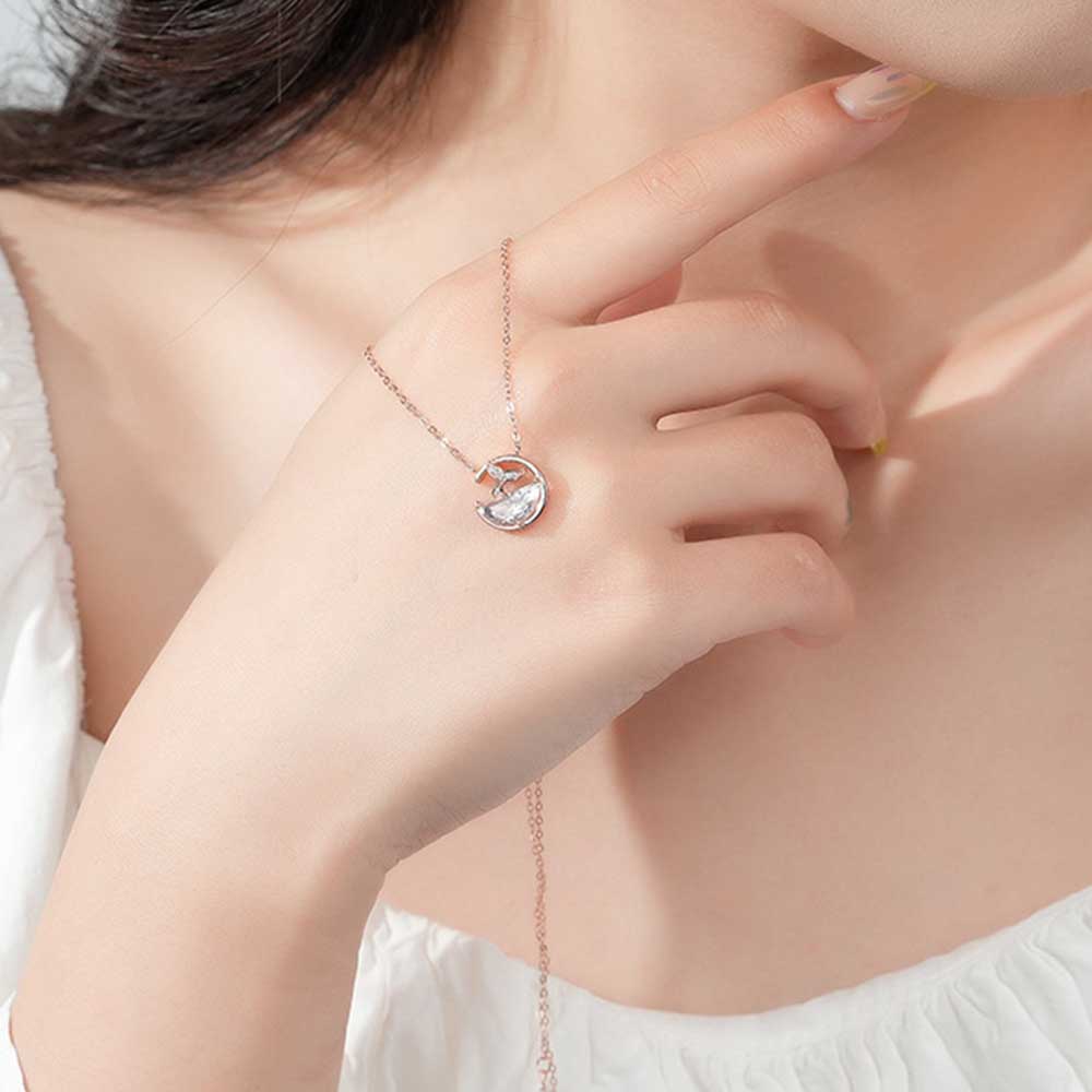 Vòng cổ Thép Titan Mặt Đuôi Nàng Tiên Cá Đính Đá Thời Trang Cho Nữ