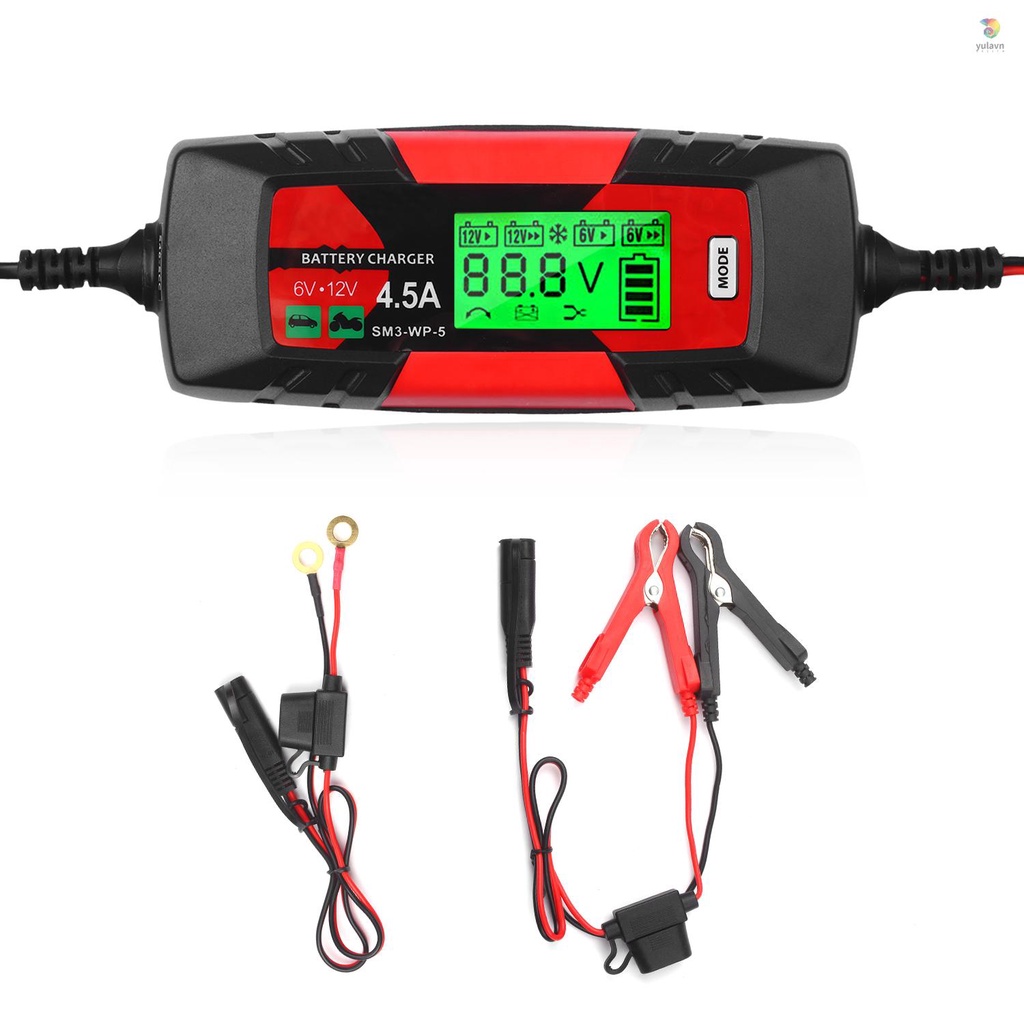 Thiết Bị Sạc Pin Tự Động Thông Minh 6V / 12V 4Amp Màn Hình LCD Cho Xe Hơi / Tàu Thuyền