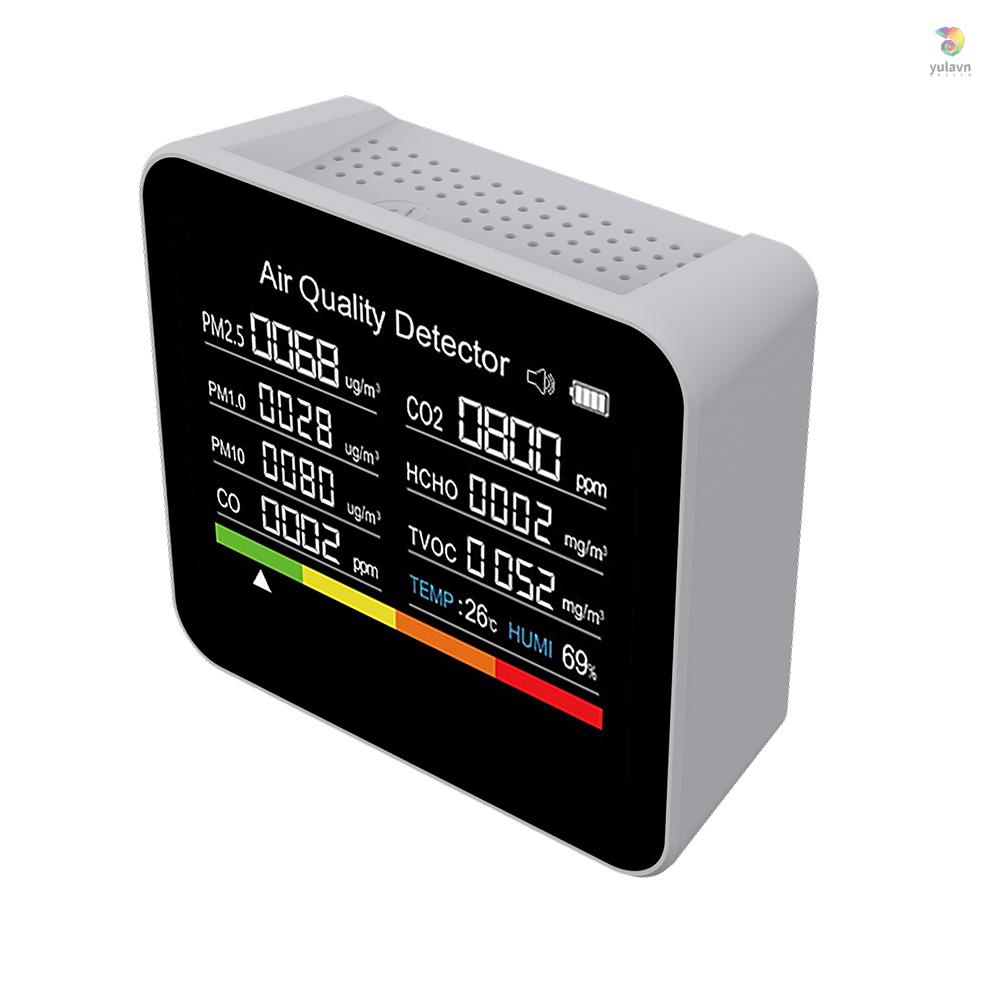 Máy Đo Độ Ẩm Không Khí CO2 CO TVOC HCHO PM2.5 PM1.0 PM10 9 Trong 1 Chất Lượng Cao