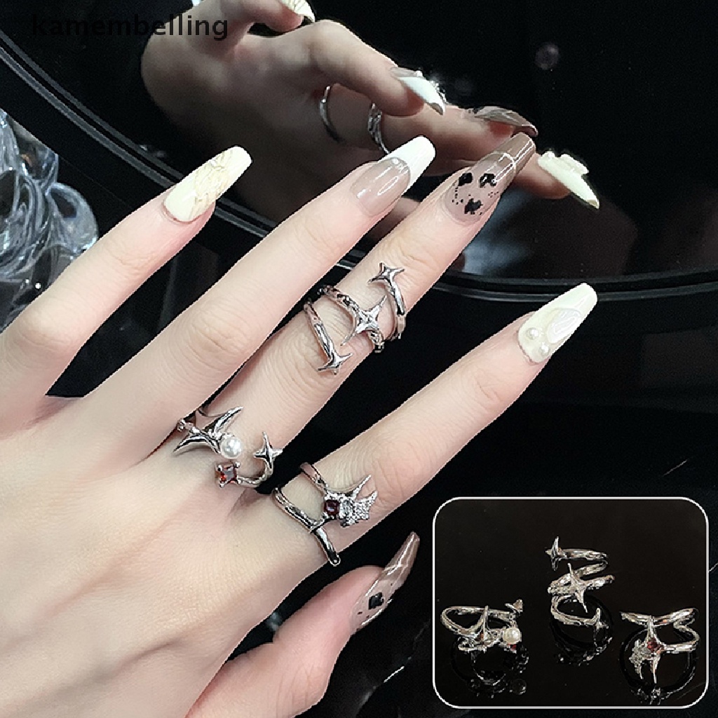 Kamembelling Nhẫn Dạng Hở Đính Đá Zircon Ngôi Sao Xoắn Ốc Sáng Tạo Cho Nữ