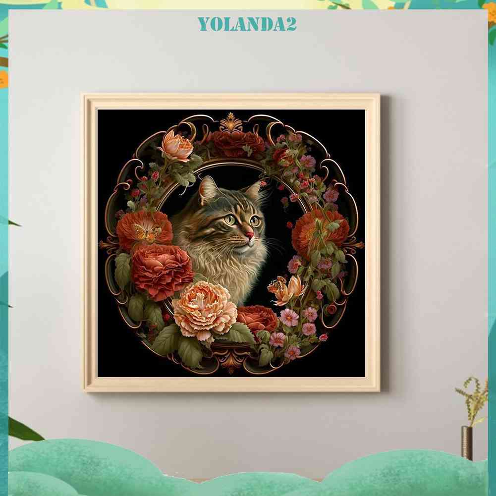Tranh Đính Đá Kim Cương Toàn Bộ 5D DIY Hình Vẽ Mèo Trang Trí Nhà Cửa
