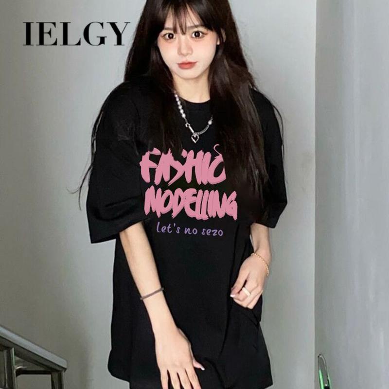 IELGY   Áo Thun Tay Ngắn Dáng Suông Ngọt Ngào Dễ Phối Đồ Thời Trang Cho Nữ