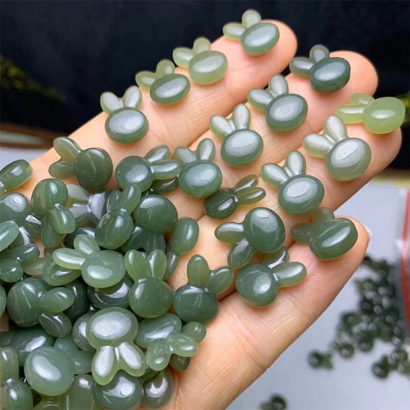 Ice Yingge Hạt Đá Hetian Tự Nhiên Qinghai {Thỏ} Mặt Dây Chuyền Nhỏ diy