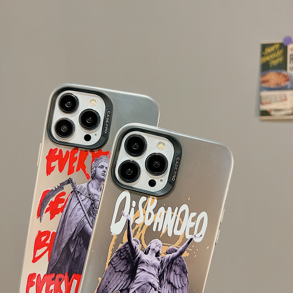 Ốp Điện Thoại TPU Mềm Trong Suốt Mạ Điện Họa Tiết Tượng Cổ Điển Cho iphone 13 14 12 11 pro max