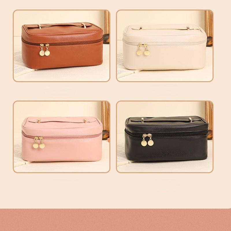 Túi Đựng Đồ Trang Điểm Bằng Da PU Hình Vuông Nhỏ Gọn Tiện Lợi