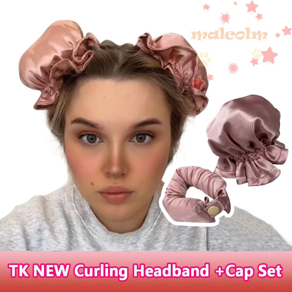 Bộ Phụ Kiện Tóc Xoăn Bằng Vải Lụa DIY Có Mũ Trùm Đầu Tiện Lợi