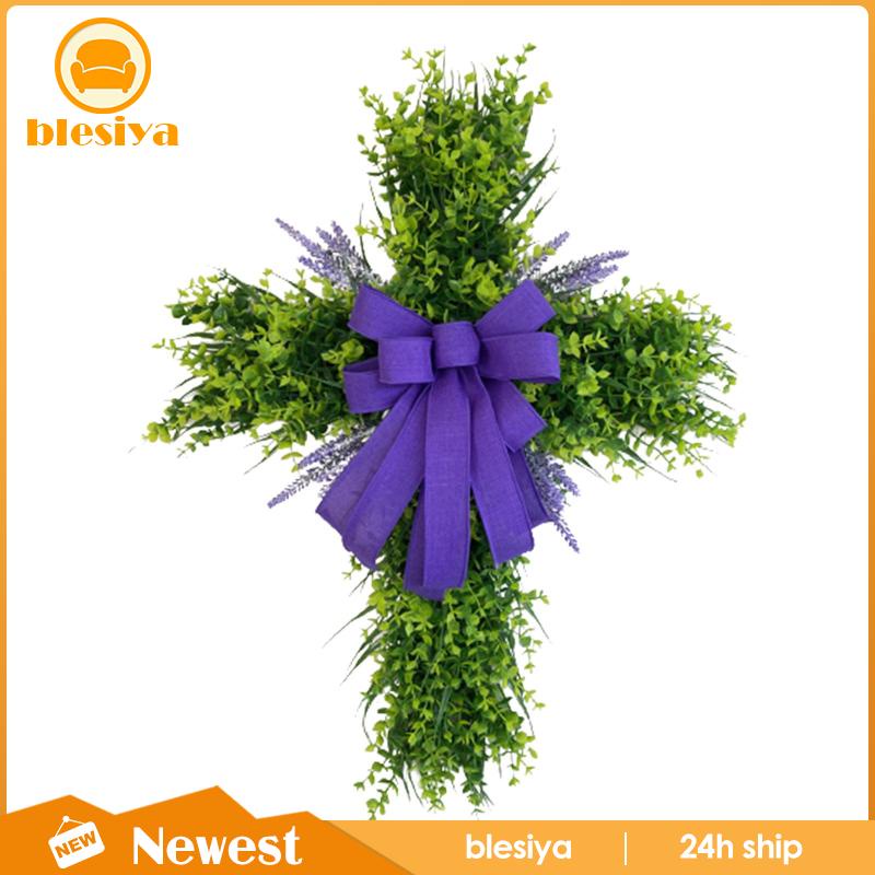 [Blesiya] Vòng Hoa Treo Trang Trí Cửa Trước Sân Vườn Hình Chữ Thập Phục Sinh