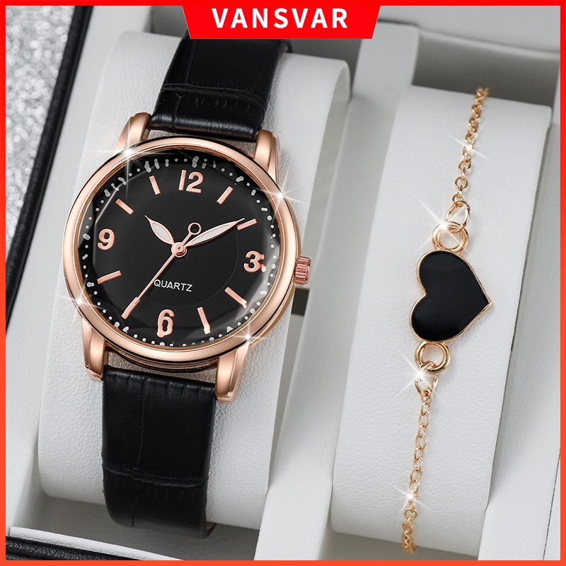 Đồng Hồ Quartz Nữ Dây Da Mặt Trái Tim Thời Trang