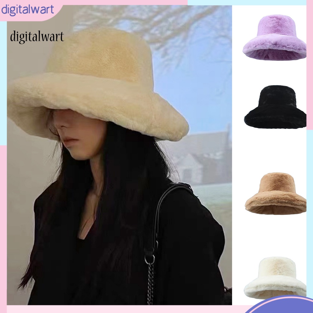 Kỹ Thuật Số| Mũ Ngư Dân Dày Dặn Màu Trơn Phủ Lông Mềm Mại Nhẹ Nhàng Giữ Ấm Mùa Đông Cho Nữ