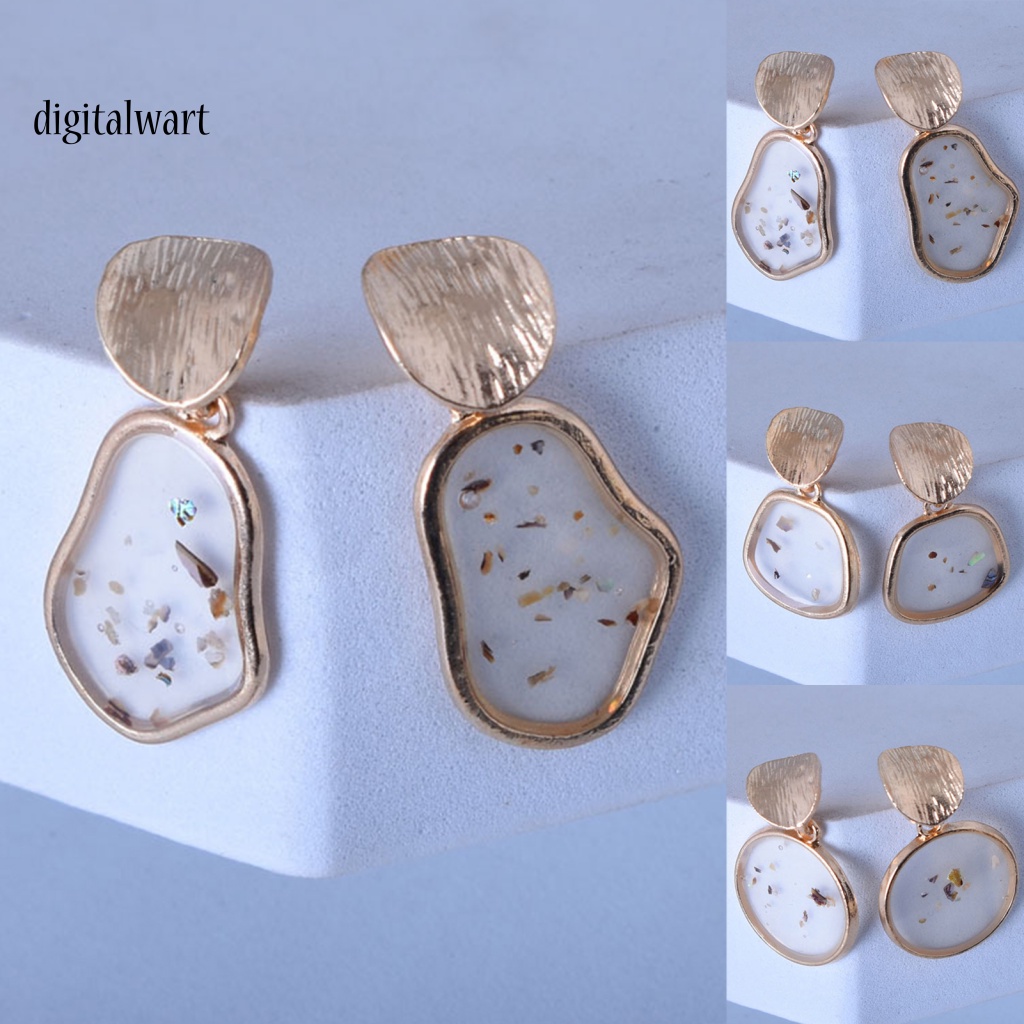 Kỹ Thuật Số| 2 Bông Tai Vỏ Sò Hình Vuông Bằng Hợp Kim Phong Cách Retro Dành Cho Nữ