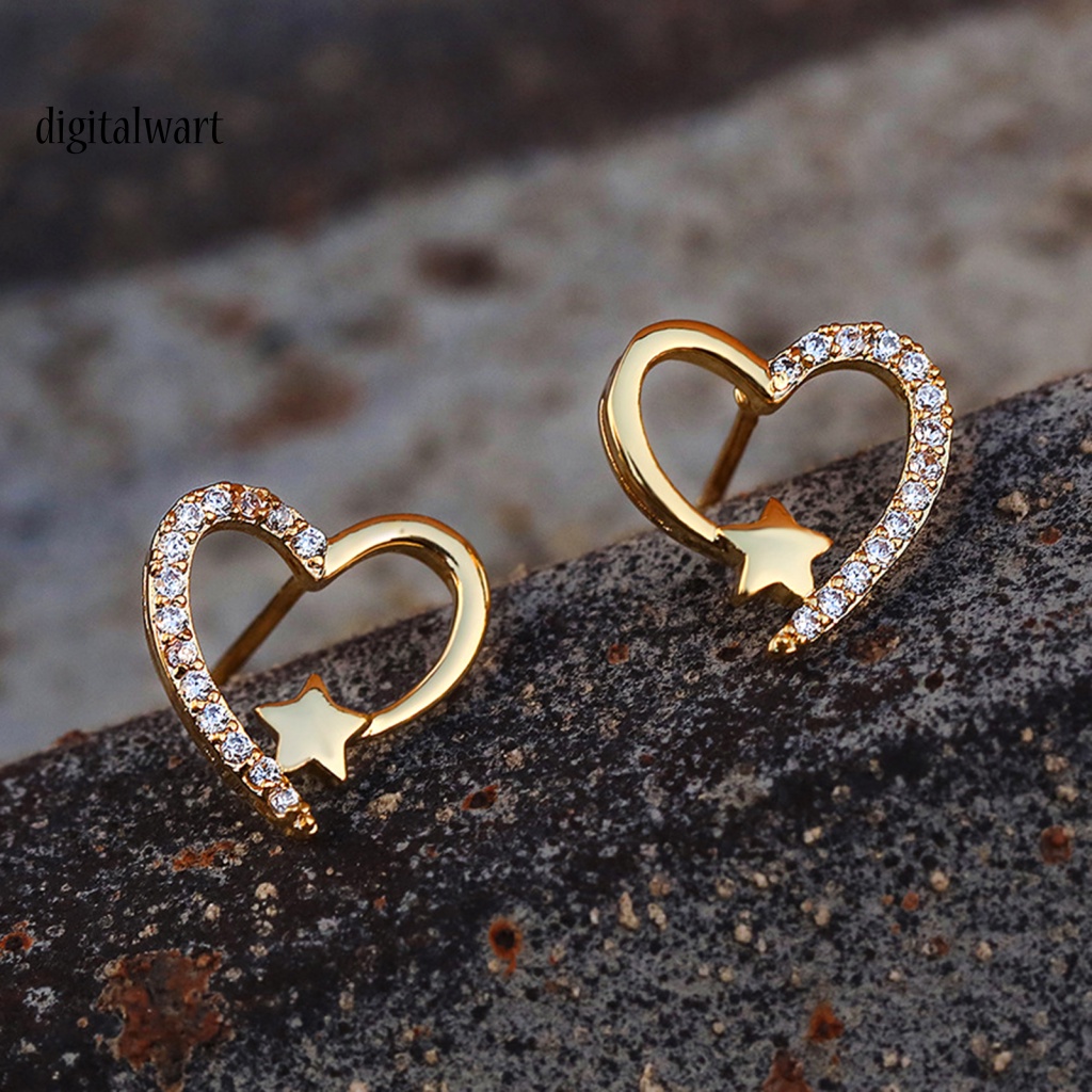 Kỹ Thuật Số| Bông Tai Đính Đá Lấp Lánh Chống Gỉ Thời Trang