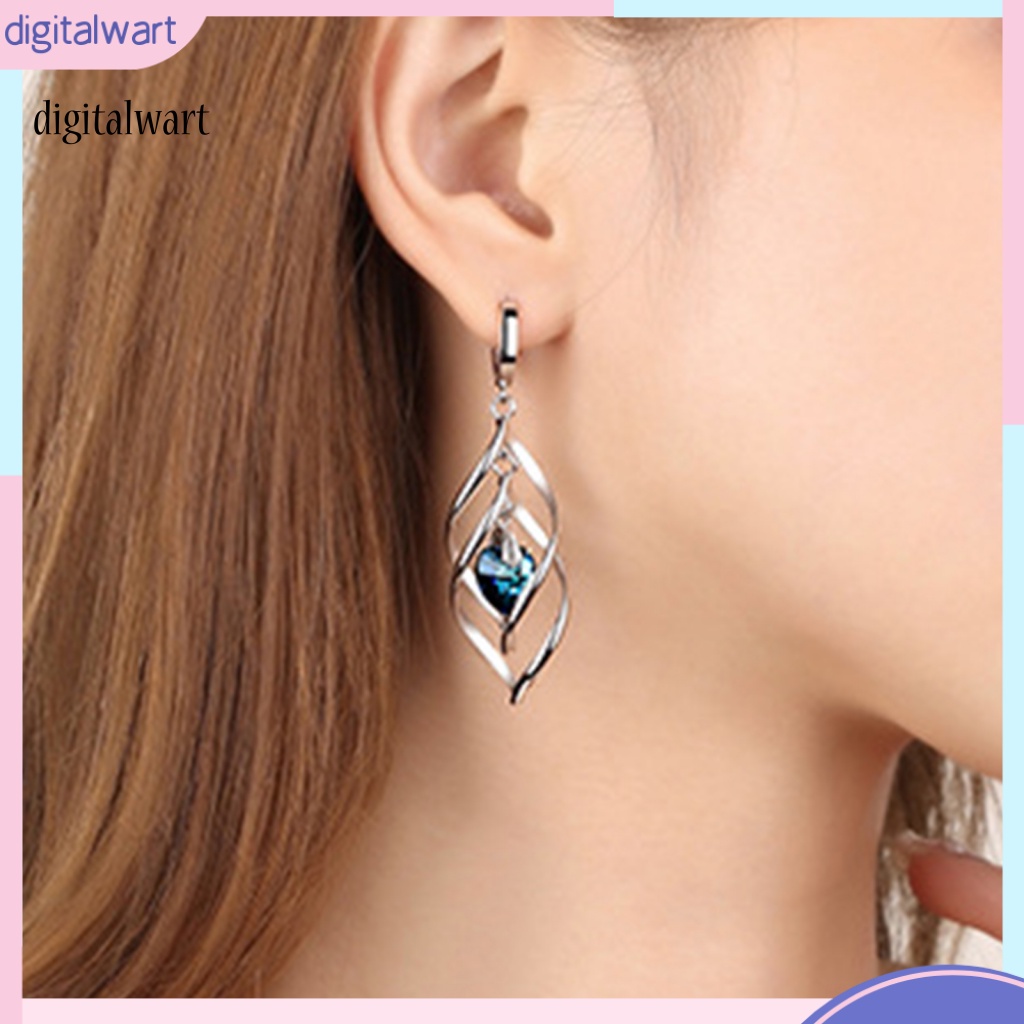 Kỹ Thuật Số| 1 Đôi Khuyên Tai Xoắn Ốc Đính Pha Lê Nhân Tạo Sang Trọng