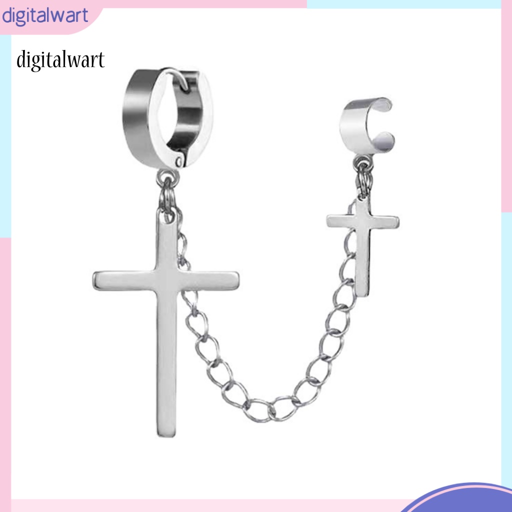 Kỹ Thuật Số| 1 Khuyên Tai Kim Loại Dạng Mắc Xích Hình Thánh Giá Phong Cách Punk Hiphop Cho Nam