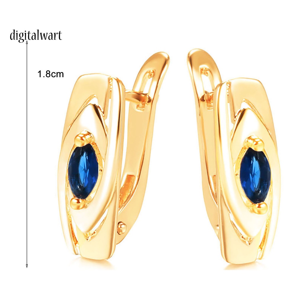 Kỹ Thuật Số| 1 Đôi Bông Tai Tròn Đính Đá Zirconia Màu Xanh Dương Thoải Mái Dễ Mang Trang Sức Thanh Lịch Dành Cho Bạn Nữ