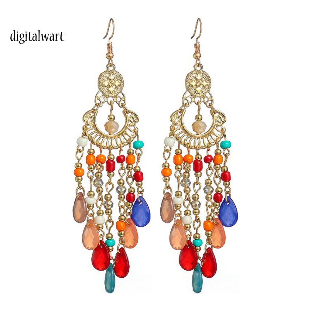 Kỹ Thuật Số| 1 Đôi Bông Tai Thả Tua Rua Đính Hạt Phong Cách Bohemia Chất Lượng Cao Cho Nữ