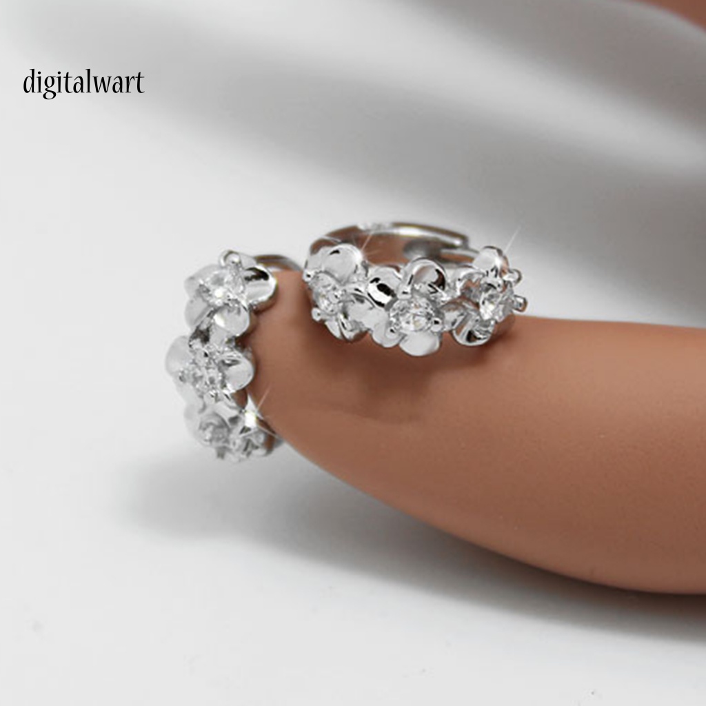 Kỹ Thuật Số| 1 Đôi Bông Tai Tròn Màu Trơn Hình Hoa Bằng Thép Không Gỉ Chống Dị Ứng Dành Cho Nữ