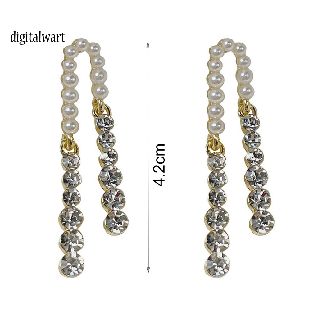 Kỹ Thuật Số| 1 Đôi Bông Tai Dài Đính Ngọc Trai Giả Phong Cách Pháp Dành Cho Nữ