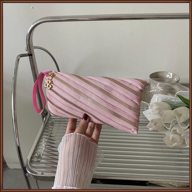 Ví Cầm Tay Đựng Điện Thoại Dáng Dài Sức Chứa Lớn Màu Trơn Có Khóa Kéo Cho Nữ