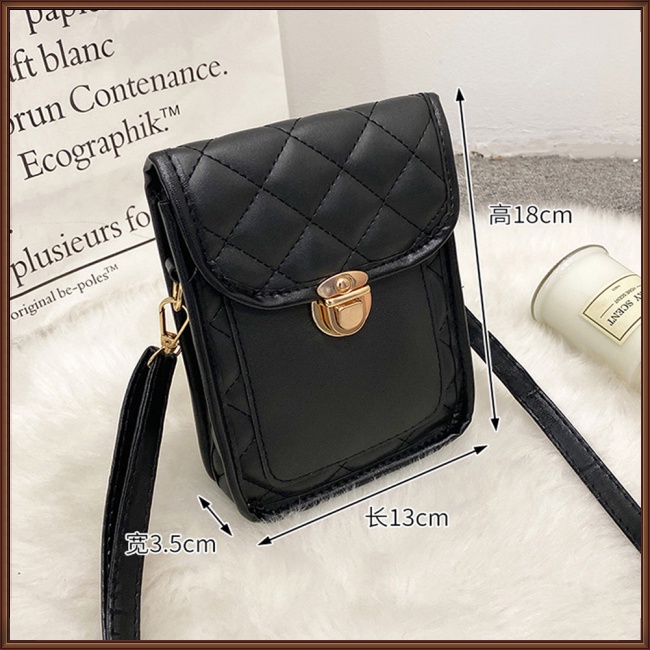 Túi Da Pu Đeo Chéo Đựng Điện Thoại Họa Tiết Hình Thoi Dành Cho Nữ