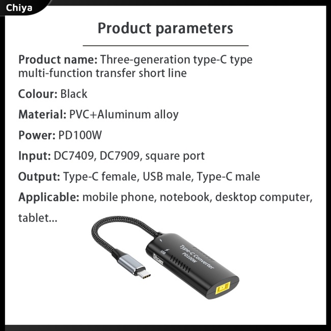 Đầu Chuyển Đổi Nguồn Điện Dc Female Sang Type-c Male Đa Năng 100w