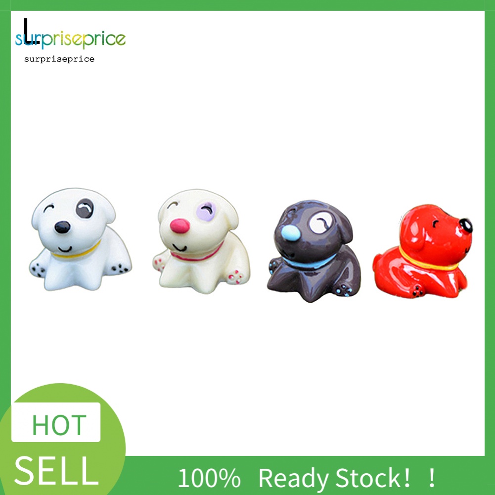Set 4 Mô Hình Chú Chó Con Bằng Nhựa Resin Dễ Thương Trang Trí Tiểu Cảnh / Nội Thất