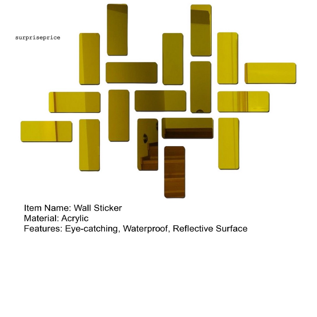 1 Bộ Nhãn Dán Tường Bằng Acrylic Mặt Gương Phản Quang Tự Dính Tháo Rời Được Trang Trí Nhà Cửa