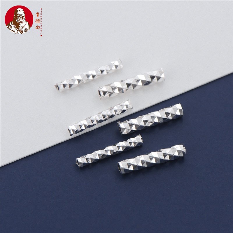 Hạt Bạc S925 Hình Hoa Ống Thẳng Dùng Làm Trang Sức Thủ Công DIY